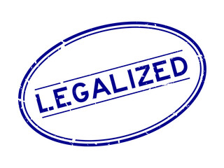 Poster - Grunge blue legalized word oval rubber seal stamp on white background