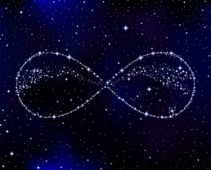 Wall Mural - vector infinity sign made of stars on the deep space background
