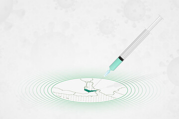 United Arab Emirates vaccination concept, vaccine injection in map of United Arab Emirates. Vaccine and vaccination against coronavirus, COVID-19.