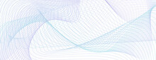 Light Violet, Blue Tangled Curves, Net Pattern. Vector Colored Watermark. Squiggly Lines. Technology Background. Abstract Guilloche Design For Voucher, Cheque, Certificate, Landing Page, Banner. EPS10