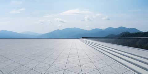 Empty triangle shape stone tiles floor