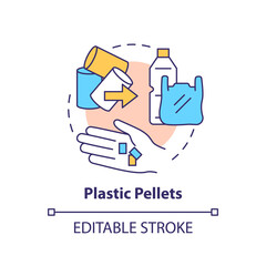 Sticker - Plastic pellets concept icon. idea thin line illustration. Microplastics sources. Ocean pollution. Harmful impact on nature. Vector isolated outline RGB color drawing. Editable stroke