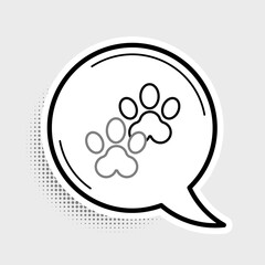 Sticker - Line Paw print icon isolated on grey background. Dog or cat paw print. Animal track. Colorful outline concept. Vector