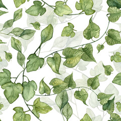  Seamless pattern with watercolor ivy