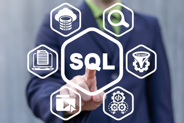 Wall Mural - concept of sql structured query language. declarative programming language for database management s