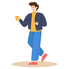 Poster - 
Man taking tea illustration vector 

