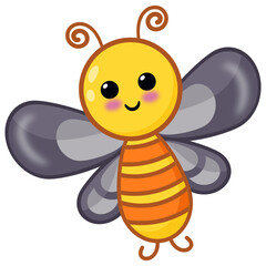 
Flying insect icon of flat cartoon style,  

