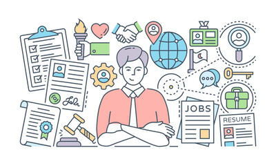 Canvas Print - a banner of social media designed with flat linear illustration