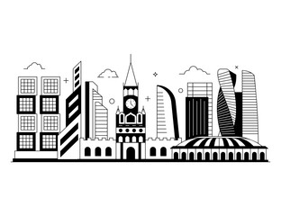 Wall Mural - 
Moscoww in editable glyph style illustration, city landmark 

