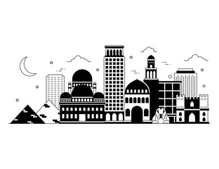 Wall Mural - 
Cairo glyph editable vector, largest city and capital of egypt 

