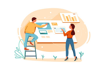 Wall Mural - product teams working on website project