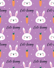 Wall Mural - cute seamless pattern with bunny, easter print, vector illustration