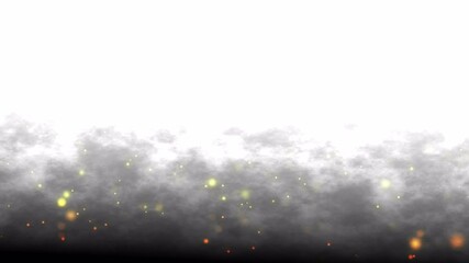 Wall Mural - Beautiful golden shimmering Dust particles with dark on white background in slow motion. Motion graphic animation of Dynamic get up in the wind bokeh Particles. Abstract smoke digital template
