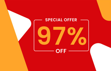 97% OFF Sale Discount Banner. Discount offer price tag. 97% OFF Special offer