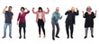 © Curto - full portrait of people doing the sign winner on white background