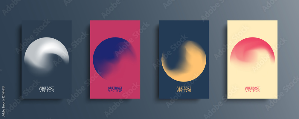 Abstract circle backgrounds set with modern abstract dark color gradient. Colourful gradient orbs round shapes collection for your design. Vector illustration. - obrazy, fototapety, plakaty 