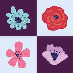 Sticker - four flowers garden