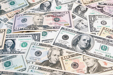 Wall Mural - Assorted American banknotes