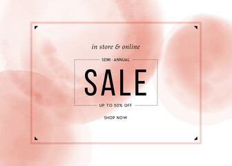 Wall Mural - sale poster template. abstract watercolor pink background. good for promo, ad, web design and email 