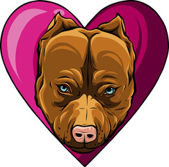 Poster - head of dog inside of heart vector illustration