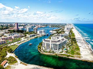 Wall Mural - Boca Raton Inlet, Florida with city and bridge