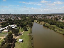 Drone Photo Of Surveyors Creek, Glenmore Park, NSW, Australia