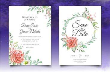  Watercolor floral wedding invitation template