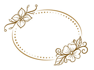 Wall Mural - Vector horizontal oval dotted frame with floral decoration