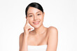 © kitthanes - Beautiful young asian woman with clean fresh skin on white background, Face care, Facial treatment, Cosmetology, beauty and spa, Asian women portrait