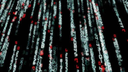 Wall Mural - the movement of an abstract code of digital data and information in a futuristic space.