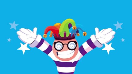 Sticker - funny clown wearing jester hat