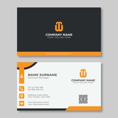 simple orange and white black business card template