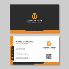 simple orange and white black business card template