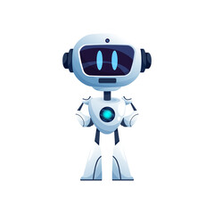 Aufkleber - Robot modern technologies android drone isolated realistic futuristic automation. Vector robot computer with digital glowing eyes, cyberspace machine, bionic humanoid robot with ai intelligence