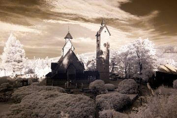 Canvas Print - The historic temple of Wang. Infrared photo.