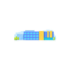 Wall Mural - Real estate building or business office center isolated urban house exterior. Vector urban commercial structure, city mall, governmental municipal construction. College, school university building