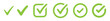 Green collection of check mark. Tick vector icon, accept the right choice. Approval checkmark, good solution.