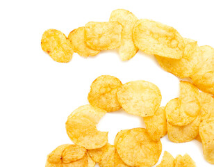 Wall Mural - Potato chips isolated on a white background.