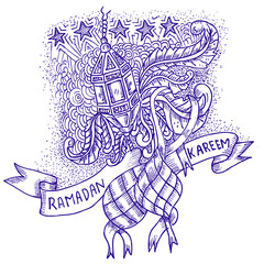  Ramadan Kareem, doodle illustration and sketch