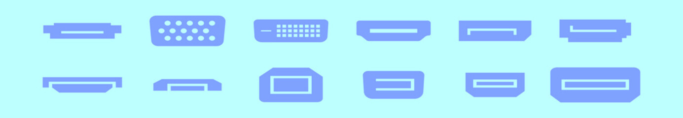 Wall Mural - set of usb cable cartoon icon design template with various models. vector illustration isolated on blue background
