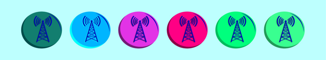 Wall Mural - set of cell tower cartoon icon design template with various models. vector illustration isolated on blue background