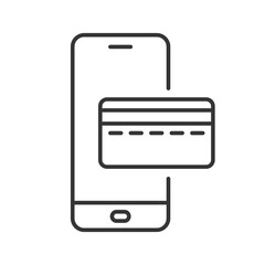 Wall Mural - linear payment icon. smartphone and credit card icon.