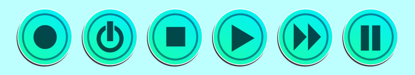 Wall Mural - set of media player button cartoon icon design template with various models. vector illustration isolated on blue background
