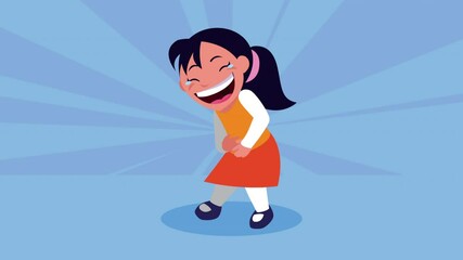 Poster - little asian girl giggling character