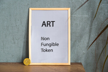 Wall Mural - Crypto Art concept. Blockchain called NFTs. Digital collectibles for cryptocurrencies. Non-fungible token for Crypto artworks