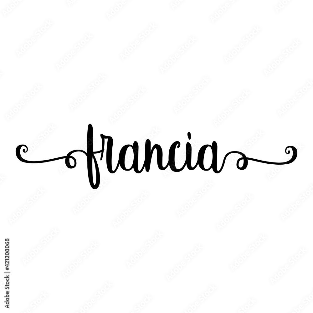Francia Lettering Banner con texto manuscrito francia en español escrito a mano con ...