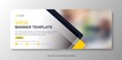 © Afzal - Modern banner web template with blue yellow white background. Minimal, modern vector illustration