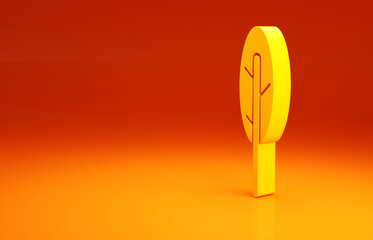 Yellow Feather pen icon isolated on orange background. Minimalism concept. 3d illustration 3D render