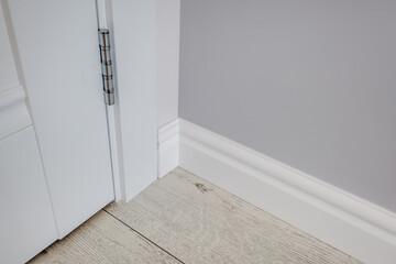 Wall Mural - Detail of corner flooring with intricate crown molding and plinth.