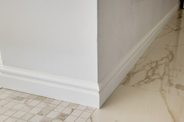 Wall Mural - Detail of corner flooring with intricate crown molding and plinth.